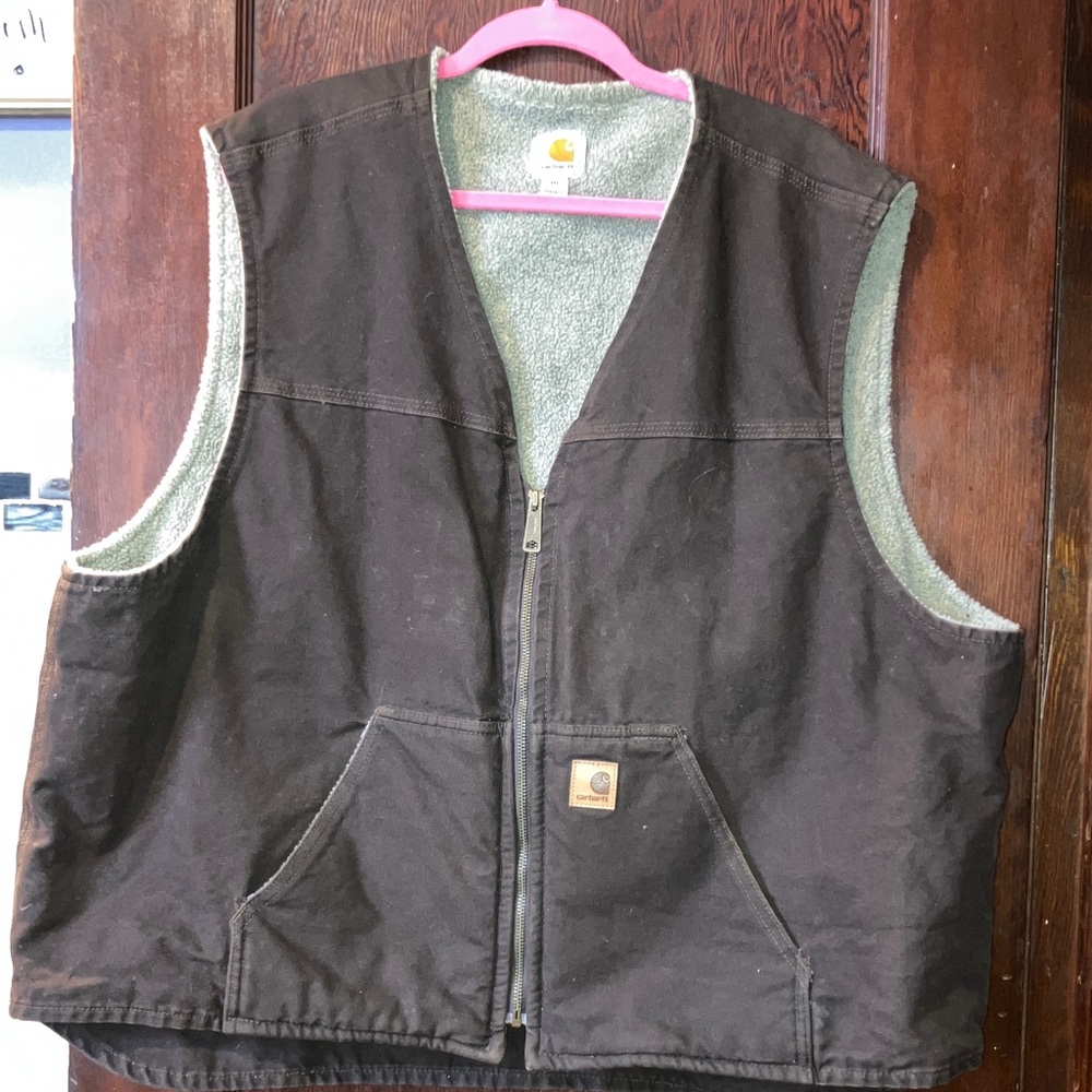 Carhartt Dark Brown Men’s Duck Vest w Sherpa Lining 3XL